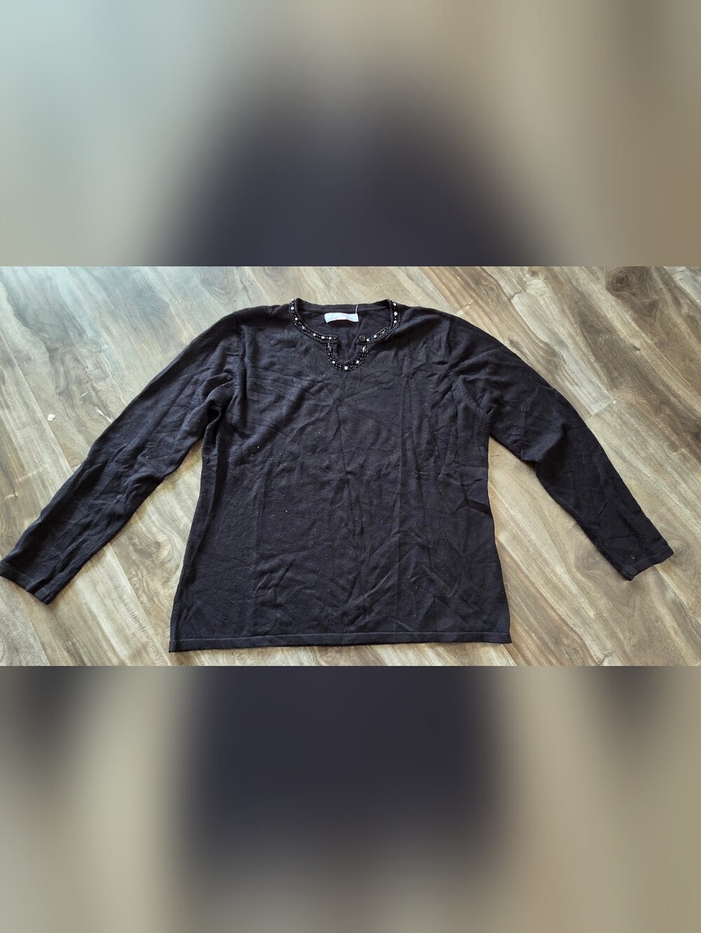 Black Embellished Crewneckn̈m Men’s Shirt